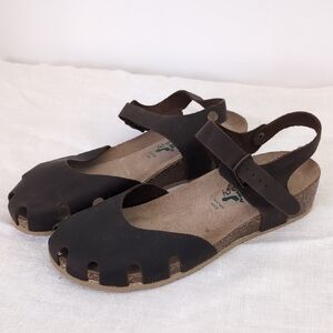 BioNatura Brown Suede Leather Mary Jane Sandals Women's Size 41 - 9.5